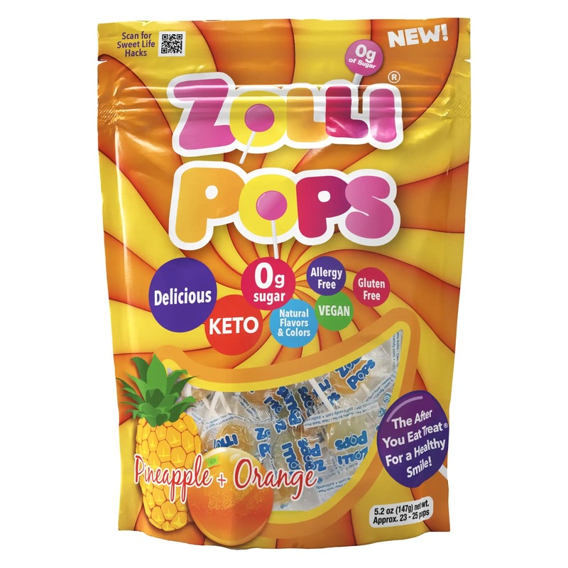 Zollipops Sugar Free Lollipops Pineapple & Orange Swirl 5.2oz