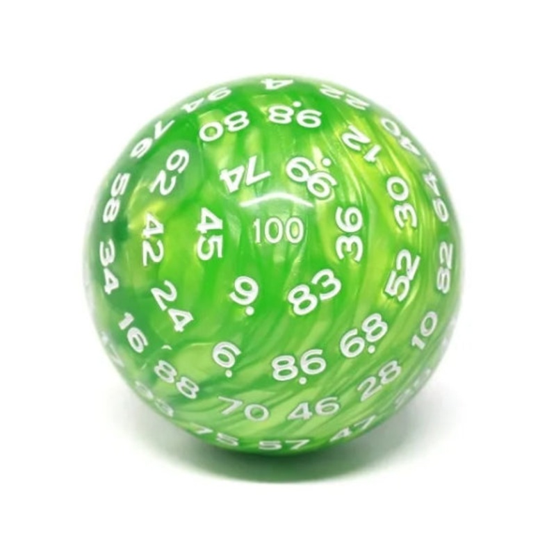 D100 (Green Pearl & White) Dice (49mm)
