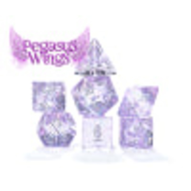 Holographic Dice – “Pegasus Wings” – Heliotrope with Glitter – 11pc Set