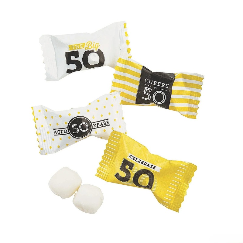 50th Birthday Wrapped Buttermint Creams: 108-Piece Bag