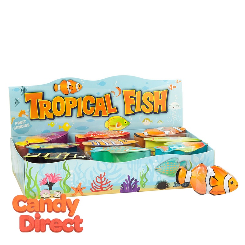 Amusemints Tropical Fish Sugar Free Sour Fruit Candies 0.39oz Tin – 27ct