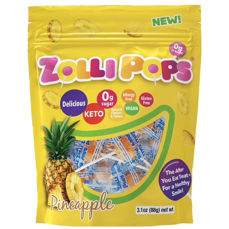 Zollipops Sugar Free Lollipops Pineapple 3.1oz